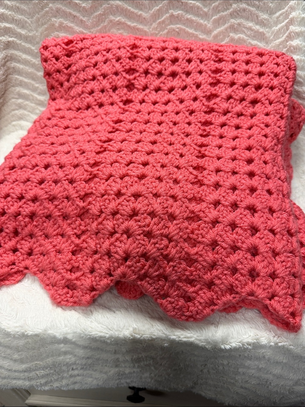 Dusty Pink Hand Made Crocheted Cottagecore Afghan/ Throw/ Blanket 60” X 60”